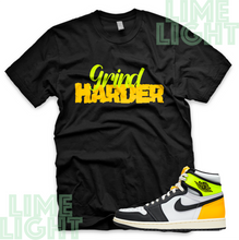 Load image into Gallery viewer, Volt Gold Air Jordan 1 "Grind Harder" Nike Air Jordan 1 Sneaker Match Shirt Tees