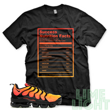 Load image into Gallery viewer, Sunset "Success Facts" Nike Vapormax Plus Black/ White Sneaker Match Tees Shirts