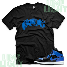Load image into Gallery viewer, Jordan 1 Black Hyper Royal "Backwoods" Nike Air Jordan 1 Sneaker Match Shirt