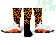 Load image into Gallery viewer, Air Jordan 13 Starfish Orange Socks "Giraffe" Air Jordan 13 Sneaker Match Socks