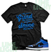 Load image into Gallery viewer, Jordan 1 Black Hyper Royal "Grind & Shine" Nike Air Jordan 1 Sneaker Match Shirt