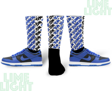 Load image into Gallery viewer, Dunk High Hyper Cobalt "Dunkin on Em" White Nike Dunk High Sneaker Match Socks