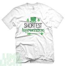 Load image into Gallery viewer, White "SHORTEST LEPRECHAUN" St. Patrick's Day T-Shirt