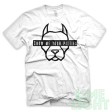 Load image into Gallery viewer, Black on White "Show Me Your Pitties" Yeezy Zebra | Jordan Air 5 Retro Oreo | Kamikaze 2 OG Black Sneaker T-Shirt