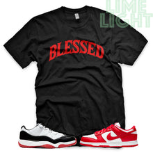 Load image into Gallery viewer, University Red "Blessed" AJ1 Retro OG Bloodline | Dunk Low SP | AF1 Low | Jordan 11 Retro Bred Low | Balck Sneaker Shirt
