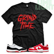 Load image into Gallery viewer, University Red "Grind Time" Jordan 11 Retro Concord Bred Low | AJ1 Retro OG Bloodline | Dunk Low SP | AF1 Low | Black Sneaker Shirt