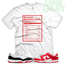 Load image into Gallery viewer, University Red "Success Nutrition Facts" AJ1 Retro OG Bloodline | Dunk Low SP | AF1 Low | Jordan 11 Retro Bred Low | White Sneaker Shirt