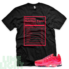 Load image into Gallery viewer, Bright Crimson/ Pink Blast/ Court Purple "Success Nutrition Facts" VaporMax Plus Black T-Shirt