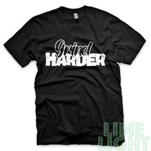 Load image into Gallery viewer, White on Black "Grind Harder" Yeezy Zebra | Jordan Air 5 Retro Oreo | Kamikaze 2 OG Black Sneaker T-Shirt