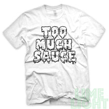 Load image into Gallery viewer, Black on White "Too Much Sauce" Yeezy Zebra | Jordan Air 5 Retro Oreo | Kamikaze 2 OG Black Sneaker T-Shirt