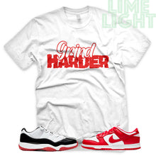 Load image into Gallery viewer, University Red "Grind Harder" AJ1 Retro OG Bloodline | Dunk Low SP | AF1 Low | Jordan 11 Retro Bred Low | White Sneaker Shirt