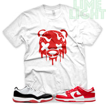 Load image into Gallery viewer, University Red "Drippy Bear" AJ1 Retro OG Bloodline | Dunk Low SP | AF1 Low | Jordan 11 Retro Bred Low | White Sneaker Shirt