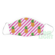 Load image into Gallery viewer, Pink Stripes "Pineapple" Tropical Beachy Reusable Washable Face Mask with Free Filter