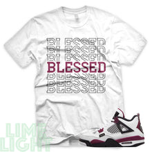 Load image into Gallery viewer, Bordeaux "Blessed7" Air Jordan 4 White Sneaker T-Shirt