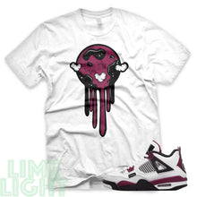 Load image into Gallery viewer, Bordeaux "Drippy World" Air Jordan 4 PSG White Sneaker T-Shirt