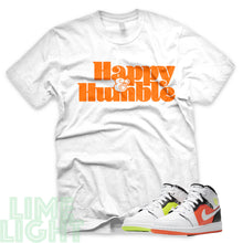 Load image into Gallery viewer, Volt/ Hyper Crimson "Happy and Humble" Air Jordan 1 GS | Air Jordan 1s PS | AJ1 Notebook White Sneaker T-Shirt