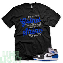 Load image into Gallery viewer, Union Hyper Royal | Game Royal Black Toe "Grind and Shine" Air Jordan 1 Black Sneaker T-Shirt