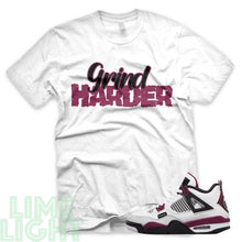 Load image into Gallery viewer, Bordeaux "Grind Harder" Air Jordan 4 White Sneaker T-Shirt