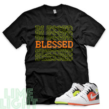 Load image into Gallery viewer, Volt/ Hyper Crimson "Blessed 7" Air Jordan 1 GS | Air Jordan 1s PS | AJ1 Notebook Black Sneaker T-Shirt
