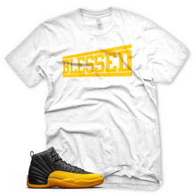 Load image into Gallery viewer, University Gold &quot;Blessed&quot; Air Jordan 12 Sneaker Shirt
