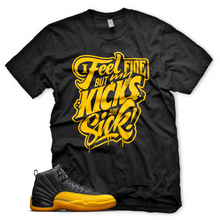 Load image into Gallery viewer, University Gold &quot;Kicks Are Sick&quot; Air Jordan 12 Sneaker Shirt
