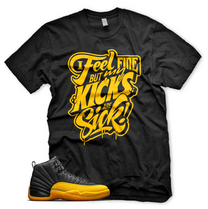 University Gold "Kicks Are Sick" Air Jordan 12 Sneaker Shirt