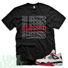 Load image into Gallery viewer, Fire Red &quot;Blessed7&quot; Nike Air Jordan 4s Black or White Sneaker Shirt
