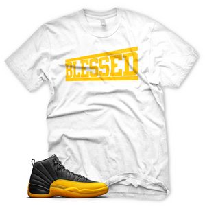 University Gold "Blessed" Air Jordan 12 Sneaker Shirt