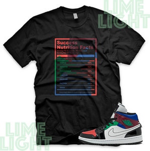 University Red/ Varsity Royal "Success Nutrition Facts" Air Jordan 1 Multicolor Black or White Sneaker Match Shirt
