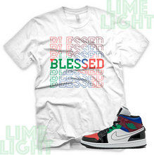 Load image into Gallery viewer, University Red/ Varsity Royal &quot;Blessed 7&quot; Air Jordan 1 Multicolor Black or White Sneaker Match Shirt
