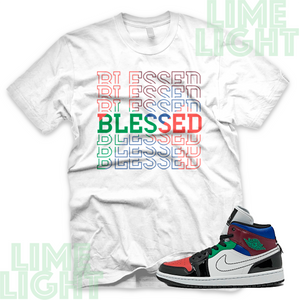 University Red/ Varsity Royal "Blessed 7" Air Jordan 1 Multicolor Black or White Sneaker Match Shirt