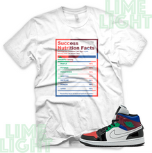 Load image into Gallery viewer, University Red/ Varsity Royal &quot;Success Nutrition Facts&quot; Air Jordan 1 Multicolor Black or White Sneaker Match Shirt
