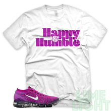 Load image into Gallery viewer, Vivid Purple &quot;Happy and Humble&quot; Nike Air VaporMax Flyknit 3 White T-Shirt

