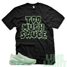 Load image into Gallery viewer, Ghost Green &quot;Too Much Sauce&quot; Nike VaporMax Flyknit 3 Black T-Shirt
