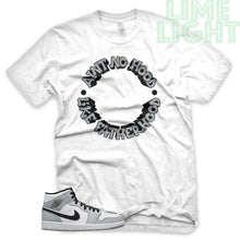 Load image into Gallery viewer, Light Smoke Grey &quot;Ain&#39;t No Hood Like Fatherhood&quot; Air Jordan 1 White Sneaker T-Shirt
