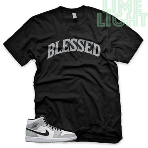 Light Smoke Grey "Blessed" Air Jordan 1 Black Sneaker T-Shirt