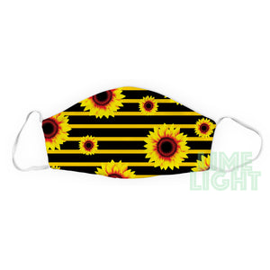 Black and Yellow Striped "Sunflower" Cute Reusable Washable Face Mask with Free Filter