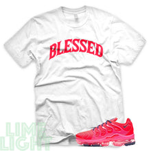 Load image into Gallery viewer, Bright Crimson/ Pink Blast/ Court Purple &quot;Blessed&quot; VaporMax Plus White T-Shirt
