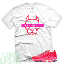 Load image into Gallery viewer, Bright Crimson/ Pink Blast/ Court Purple &quot;Show Me Your Pitties&quot; VaporMax Plus White T-Shirt
