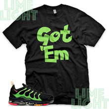 Load image into Gallery viewer, Ember Glow/Electric Green/Kumquat &quot;Got Em&quot; VaporMax Plus Black Sneaker T-Shirt
