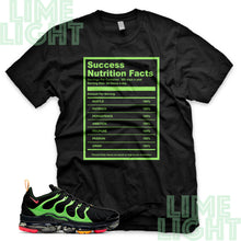Load image into Gallery viewer, Ember Glow/Electric Green/Kumquat &quot;Success Nutrition Facts&quot; VaporMax Plus Black Sneaker T-Shirt
