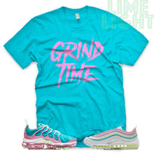 Load image into Gallery viewer, Barely Volt/ Teal/ Pink &quot;Grind Time&quot; VaporMax Plus | Air Max 97 Teal Sneaker T-Shirt
