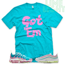 Load image into Gallery viewer, Barely Volt/ Teal/ Pink &quot;Got Em&quot; VaporMax Plus | Air Max 97 Teal Sneaker T-Shirt
