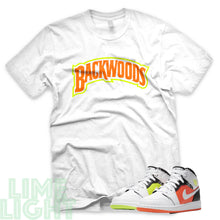 Load image into Gallery viewer, Volt/ Hyper Crimson &quot;Backwoods&quot; Air Jordan 1 GS  | Air Jordan 1s PS | AJ1 Notebook White Sneaker T-Shirt

