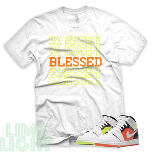 Volt/ Hyper Crimson "Blessed 7" Air Jordan 1 GS  | Air Jordan 1s PS | AJ1 Notebook White Sneaker T-Shirt