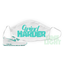 Load image into Gallery viewer, Hyper Jade &quot;Grind Harder&quot; Air Max 90 White Sneaker Face Mask

