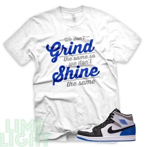 Union Hyper Royal | Game Royal Black Toe "Grind and Shine" Air Jordan 1 White Sneaker T-Shirt