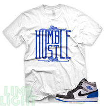 Load image into Gallery viewer, Union Hyper Royal | Game Royal Black Toe &quot;Stay Humble Hustle Harder&quot; Air Jordan 1 White Sneaker T-Shirt
