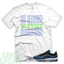 Load image into Gallery viewer, Royal Blue/ Neon Green &quot;Blessed7&quot; Air Max 97 Sneaker T-Shirt

