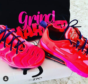 Bright Crimson/ Pink Blast/ Court Purple "Grind Harder" VaporMax Plus White T-Shirt